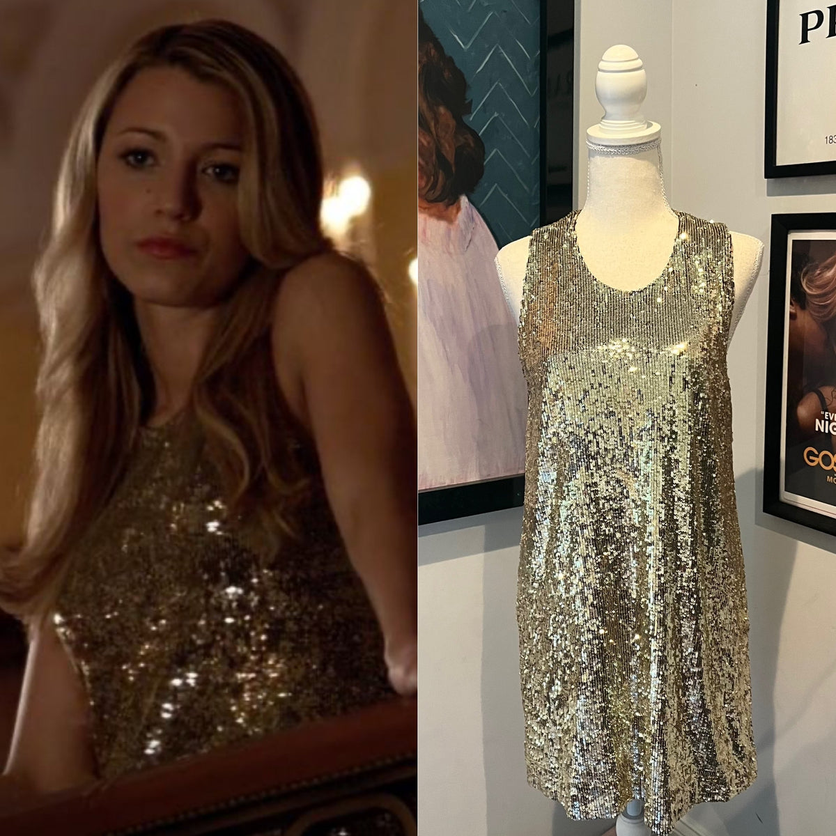 Serena van der Woodsen's Tory Burch Gold Sequin Mini Dress, Gossip Gir –  xoxoposhipgirl