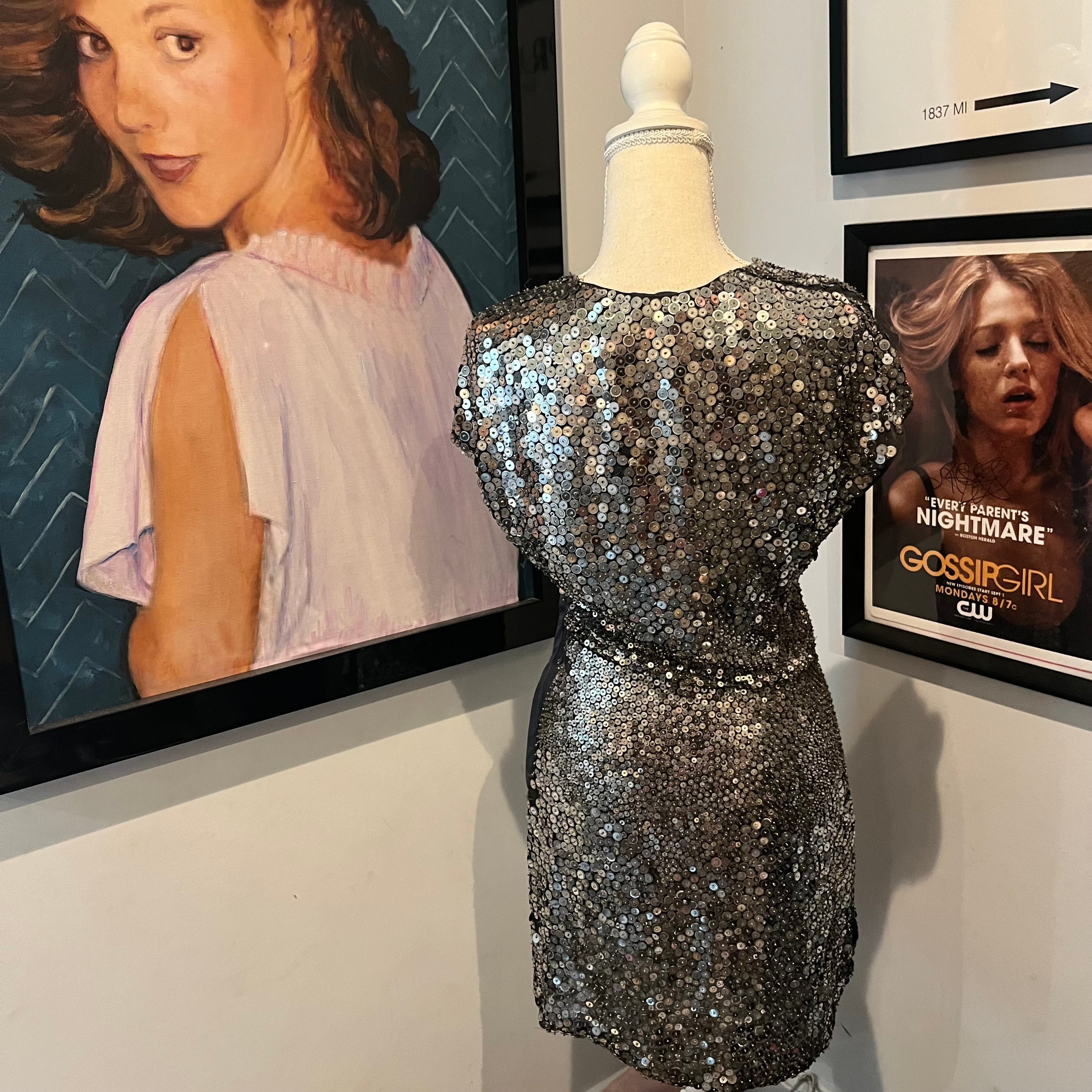 valentino silver mini dress Red Valentino Silver Sequined Pearl Embellished Sleeveless Mini Shift Dress S