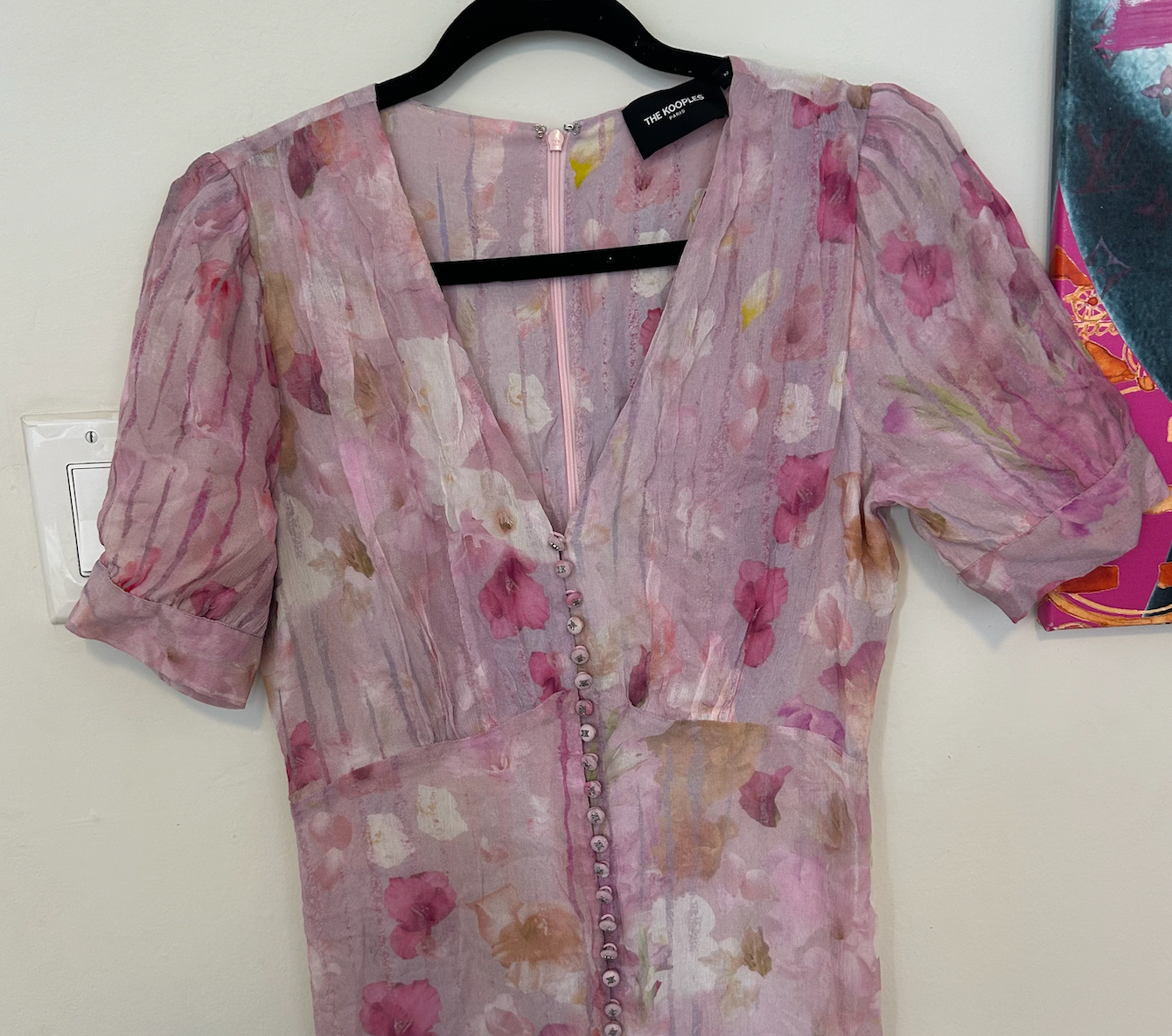 the kooples floral midi dress $450 The Kooples Floral Print Pink Watercolor Floral Crepe Midi Dress, –  xoxoposhipgirl
